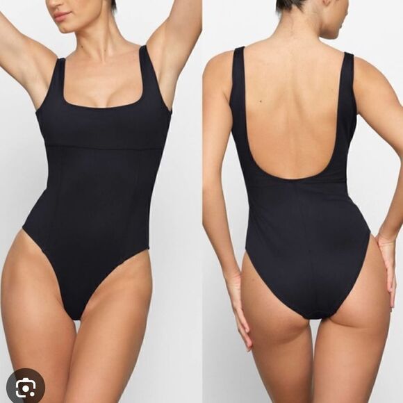 NWT Skims Swim Shaping Sculpting Tank One-Piece Swimsuit Gunmetal Women’s Xxs - Picture 1 of 4